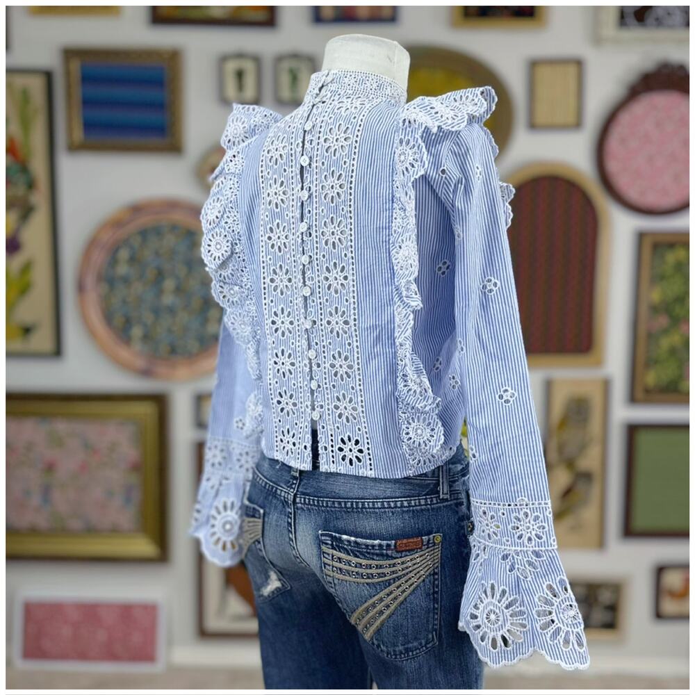 Sea Exploded New York Exploded Eyelet Ruffle Top … - image 4